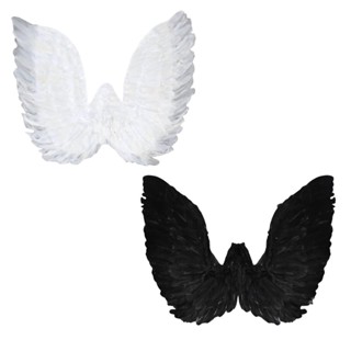 Asa de Anjo Preto ou Branco Grande e Luxuosa pra Fantasia Carnaval e Halloween Com Penas e Plumas 62 cm em Oferta na Shopee