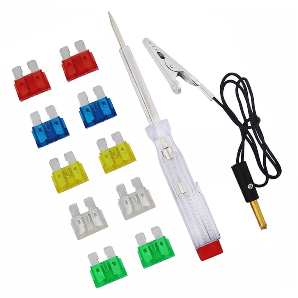 Kit 10 Fusível Automotivo Chave Teste Garra Jacaré Universal