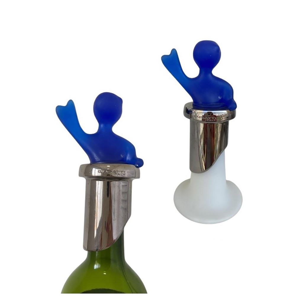 Conjunto de 2 Tampas Rolha Vinho Champagne Azul Bugatti