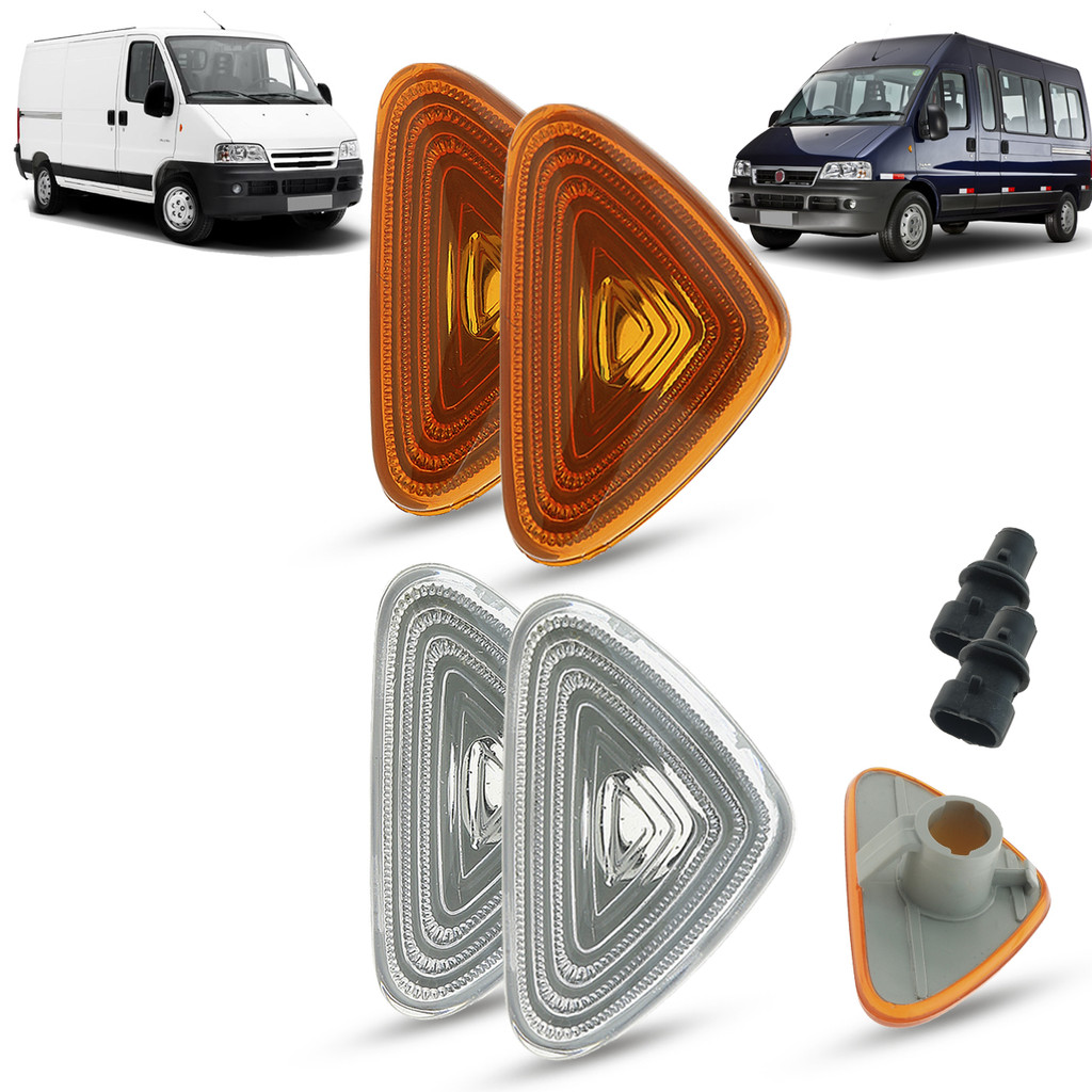 Par de Lanterna Pisca Seta Lateral + Soquete Fiat Ducato Boxer Jumper 2006 a 2017