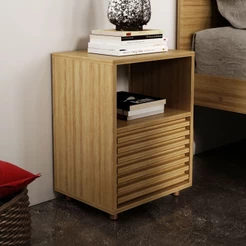 Mesa de Cabeceira 1 Gaveta Ripado CM8042 - Tecno Mobili