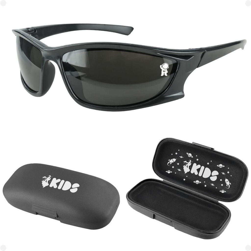 oculos sol infantil menino esportivo proteção uv + case presente criança qualidade premium verão