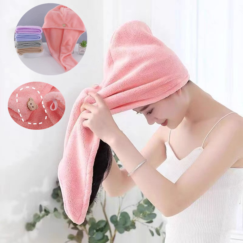 Toalha Grossa Mágica Para Cabelo Secar Rápido Touca Banho Microfibras Casa Promoção