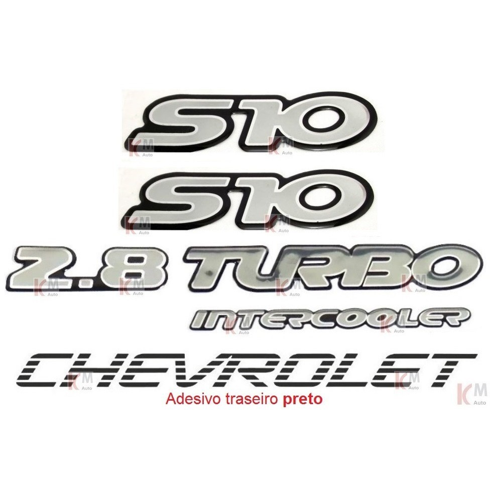 Emblemas Adesivos S10 2.8 Turbo Intercooler + Logo Chevrolet Preta - 2000