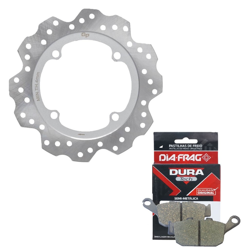 Disco de Freio Traseiro Cb 500x Cb 500r Cb 500f 2014-2025 + Pastilhas Diafrag (Semimetálica) em Oferta na Shopee