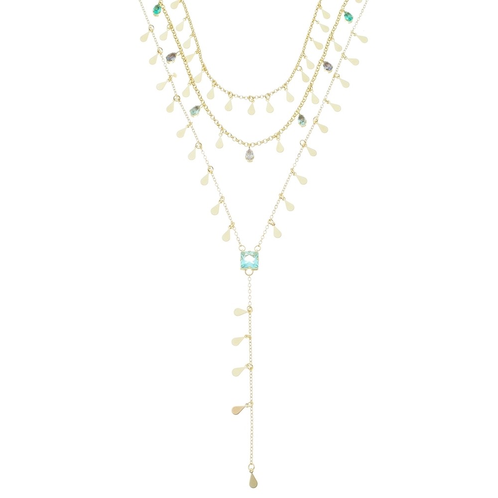 MIX DE COLARES GOTINHAS ZIRCÔNIA ACQUA FOLHEADO A OURO 18K PIUKA em Oferta na Shopee