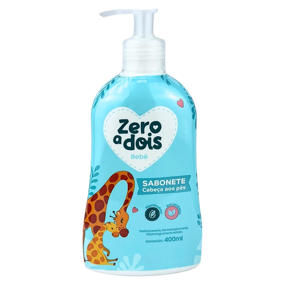 Sabonete Líquido Bebê Cabeça aos Pés Hipoalergênico 400ml Zero a Dois - Mom & Baby