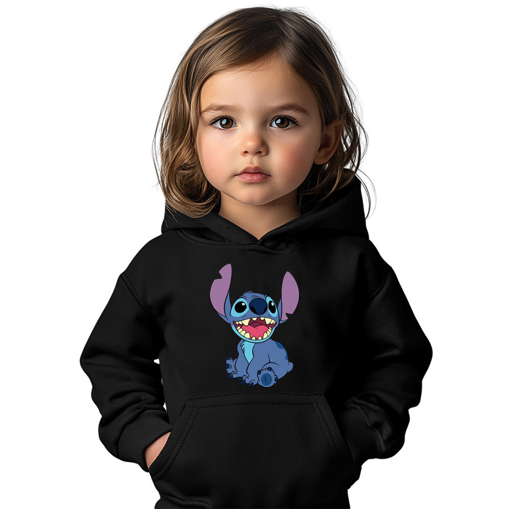 Moletom Infantil Algodão Lilo Stitch Casaco Blusa de frio Bolso Canguru Com Capuz Algodao