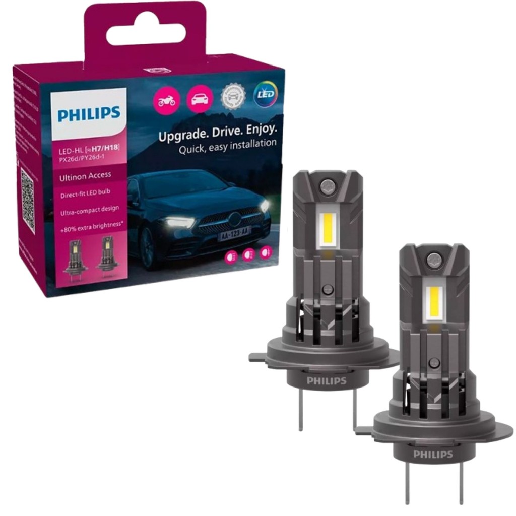 PAR DE LÂMPADA LED PHILIPS ULTINON ACCESS H7 / H18 LUZ BRANCA 6.000K 12V FAROL ALTO BAIXO E NEBLINA em Oferta na Shopee