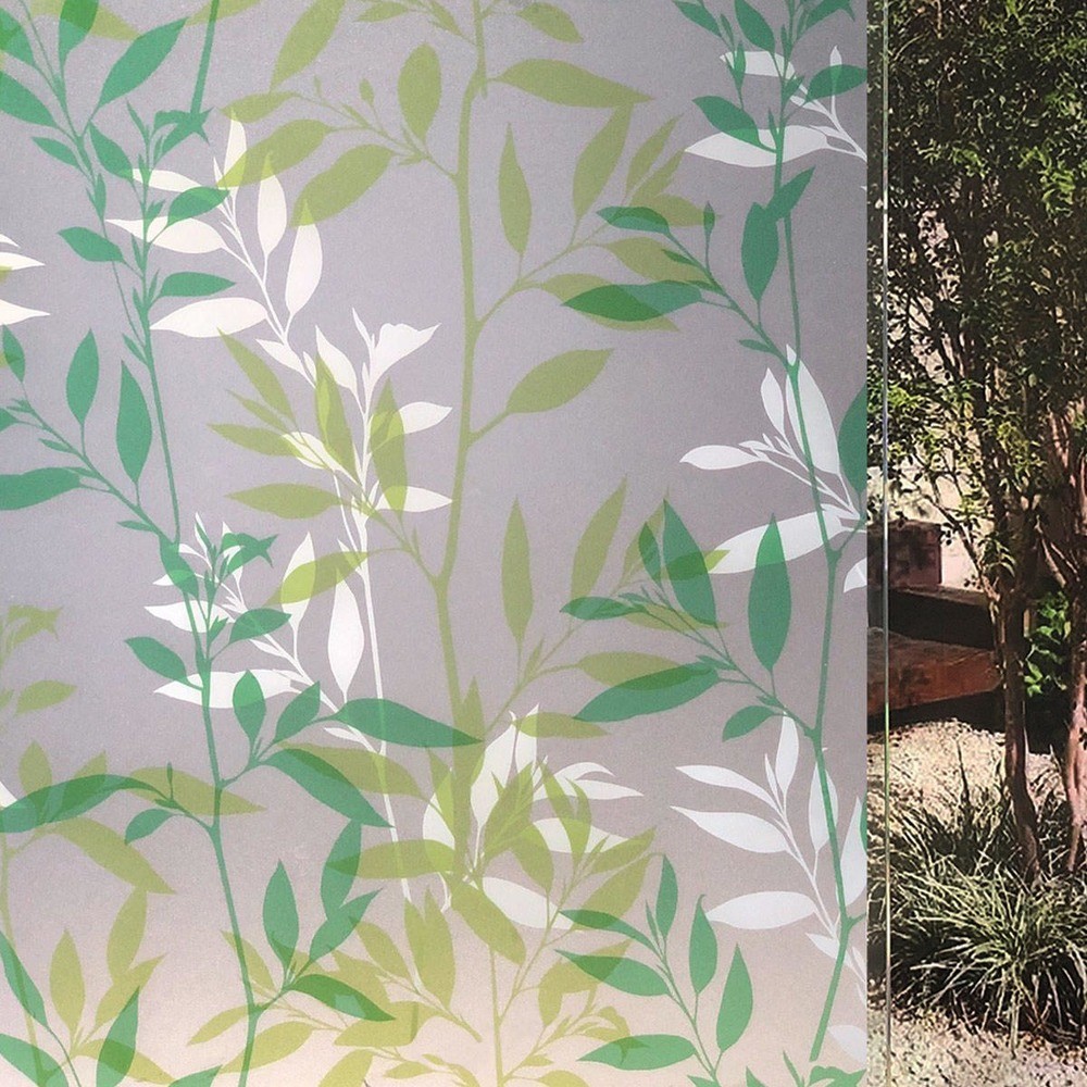 Pelicula Adesiva Eletrostatica 3D para Janela de Vidro Jateado Folha Bambu 120x150cm