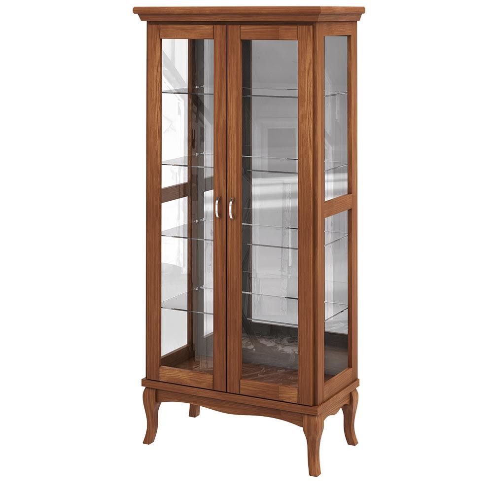 Cristaleira Decorativa com Nicho Sala de Estar Bragi 2 Portas Madeira Maciça Imbuia G42 - Gran Belo em Oferta na Shopee