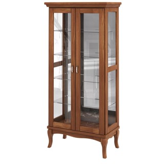 Cristaleira Decorativa com Nicho Sala de Estar Bragi 2 Portas Madeira Maciça Imbuia G42 - Gran Belo em Oferta na Shopee