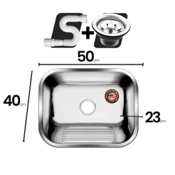 Tanque American Steel Inox 50x40 - Sobrepor E Embutir + Válvula + Sifão