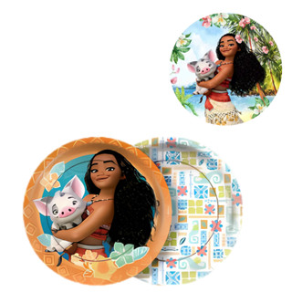 8 PRATO BOLO FESTA MOANA DE PAPEL 18 CM REGINA em Oferta na Shopee