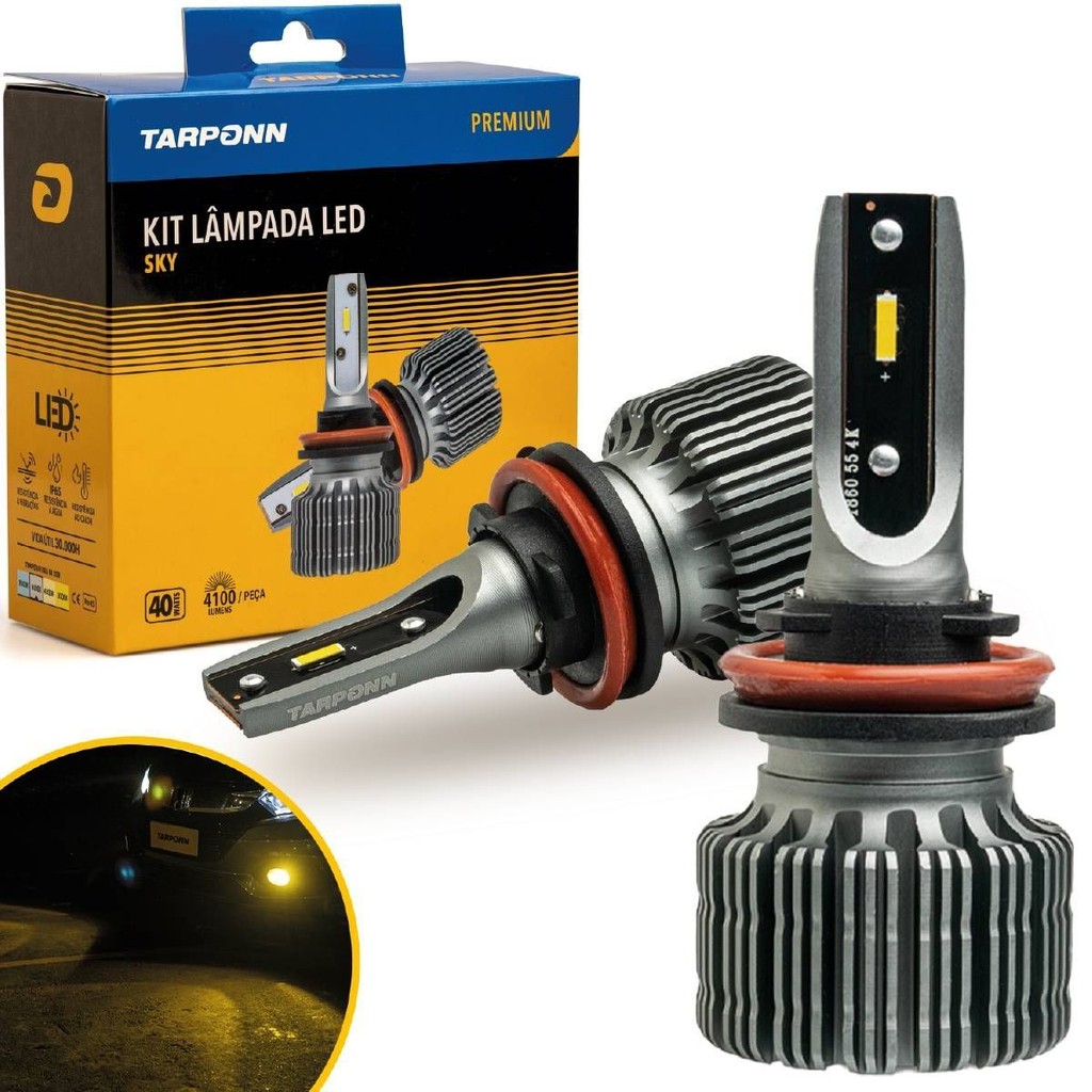 Kit Lâmpada Led Sky H8 H11 40w 8200lm 3000k Amarela 12v Tarponn em Oferta na Shopee