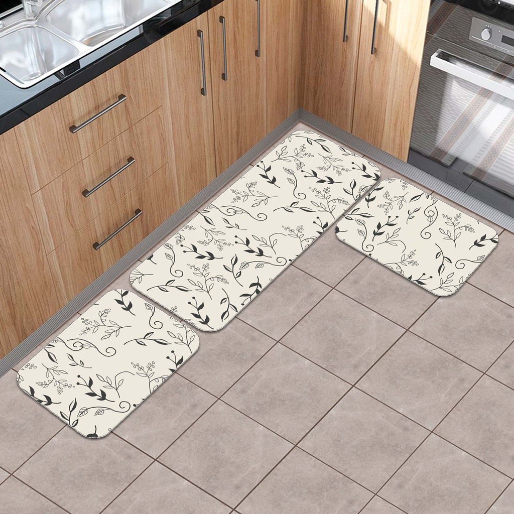 Jogo de Tapete para Cozinha Kit 3 Peças | Estampado, Antiderrapante | MATO DO CAMPO