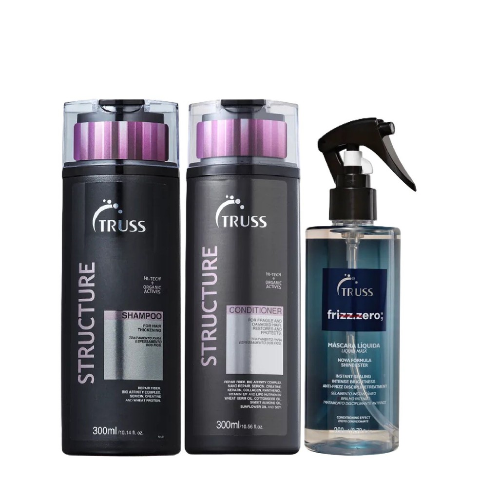 Kit Truss Structure - Shampoo 300ml + Condicionador 300ml + Frizz Zero Máscara Líquida 260ml