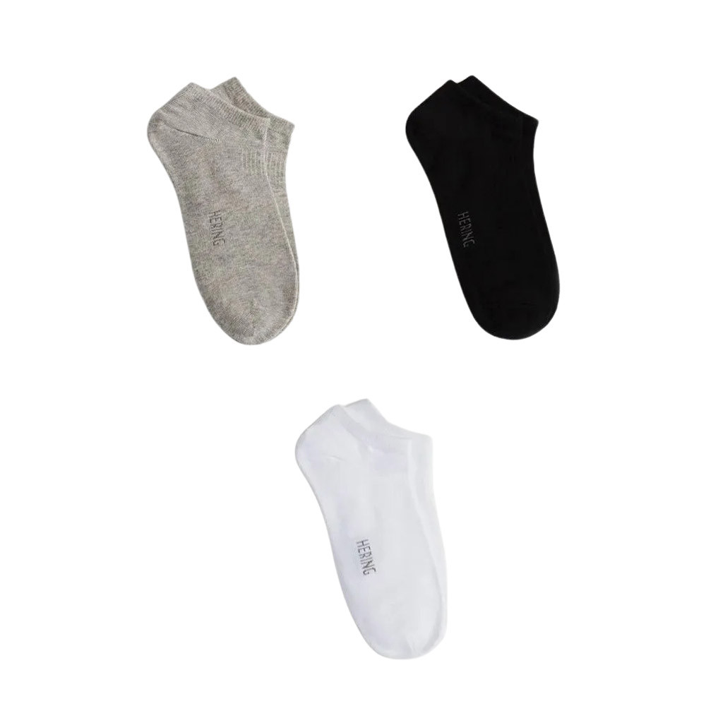 Kit 3 Pares De Meias Hering Soquete Preto/Branco/Cinza