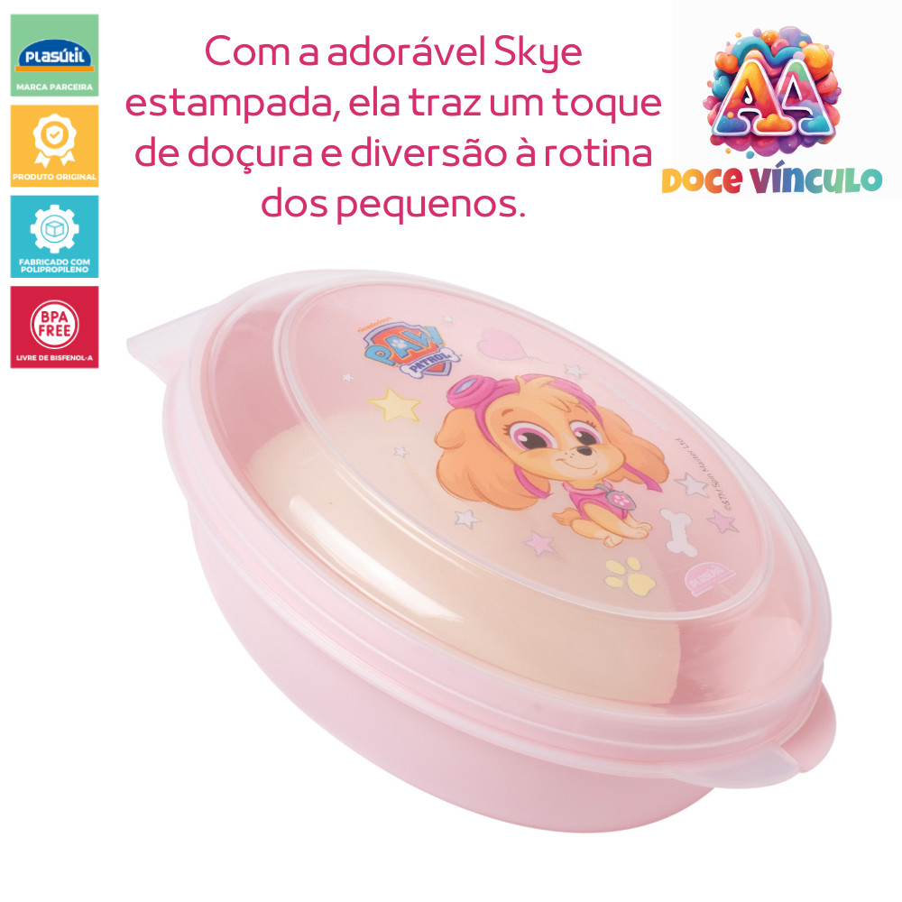 Saboneteira Infantil Patrulha Canina Baby Sky 180ml Rosa Portátil Para Viagens Resistente Plasutil