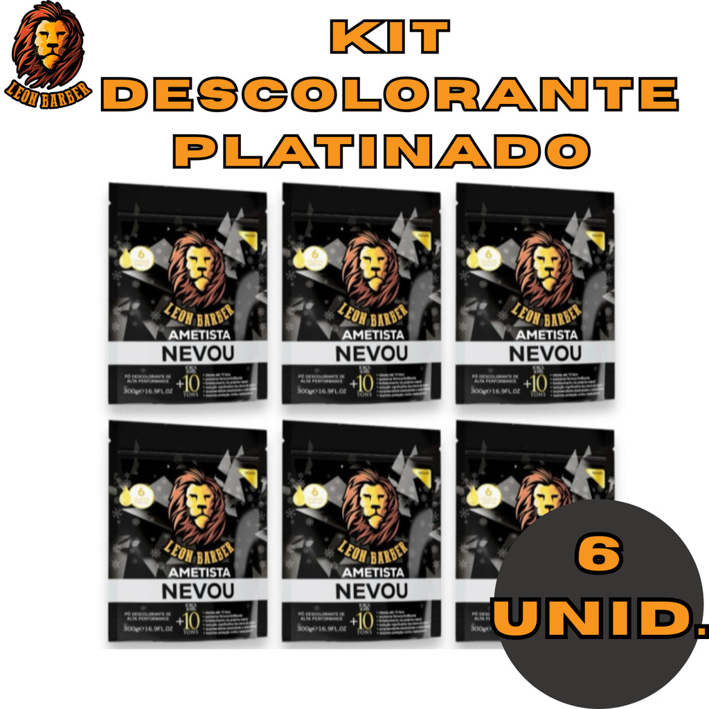 kit 6 und Pó Descolorante AMETISTA 300G - LEON BARBER em Oferta na Shopee