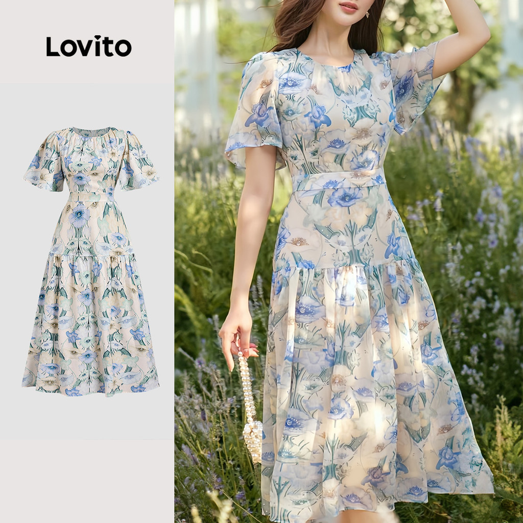Lovito Vestido Elegante Assimétrico e Fluido de Primavera/verão para mulheres LBL26365 - Women Clothes