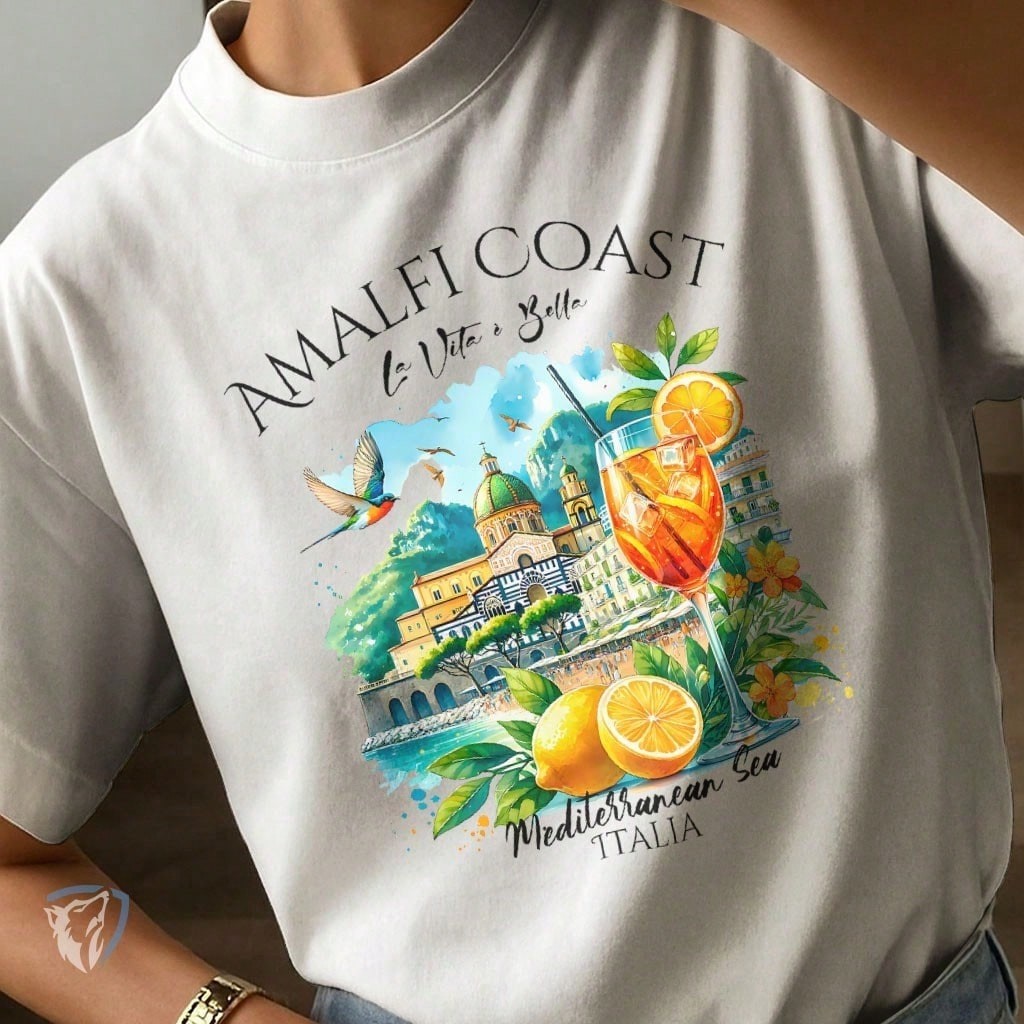 Camiseta Confortável com Estampa Mediterrânea Inspirada na Itália