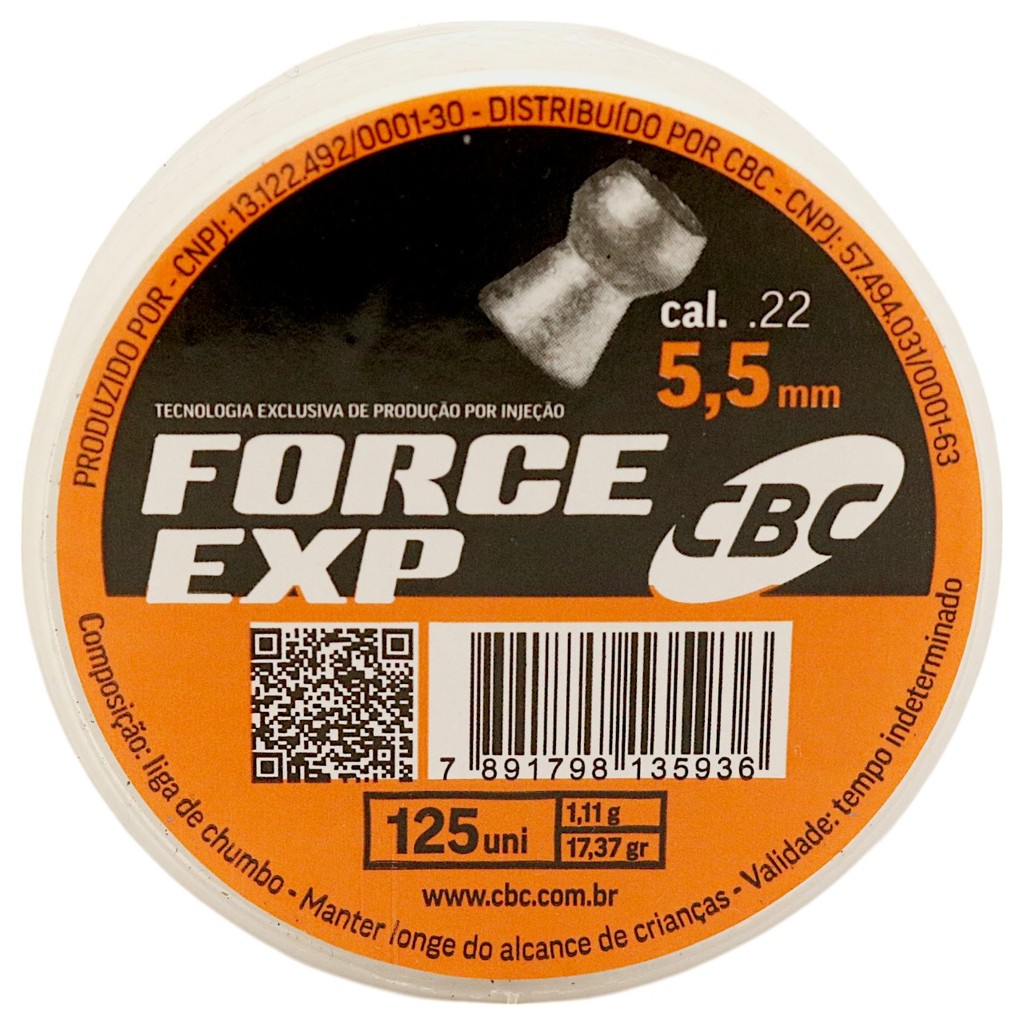 Chumbinho CBC Force EXP Alto Impacto Cal. 5.5mm (.22) - 125un - Sports & Outdoors