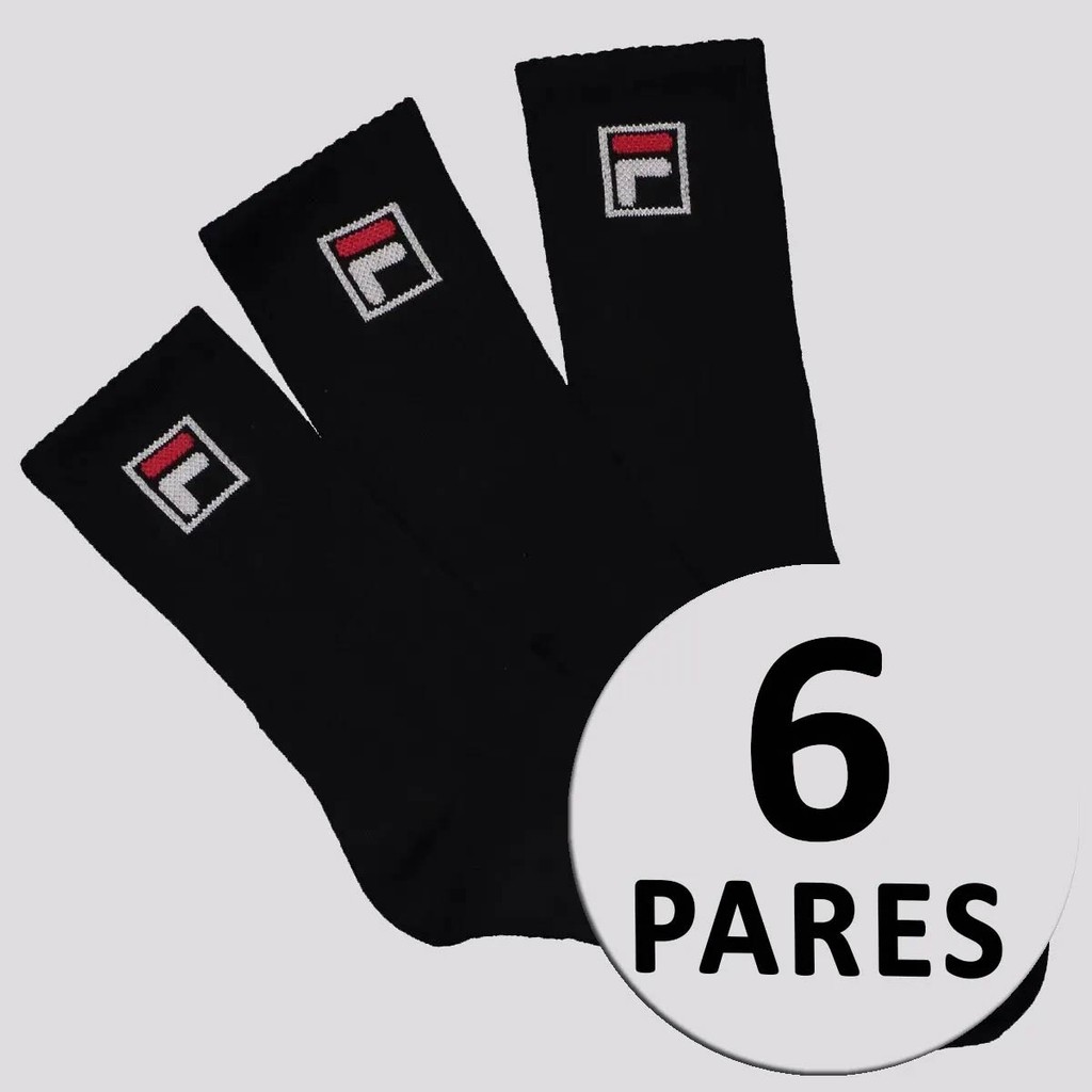Kit Meia Fila Fbox 6 Pares Cano Alto Preto em Oferta na Shopee