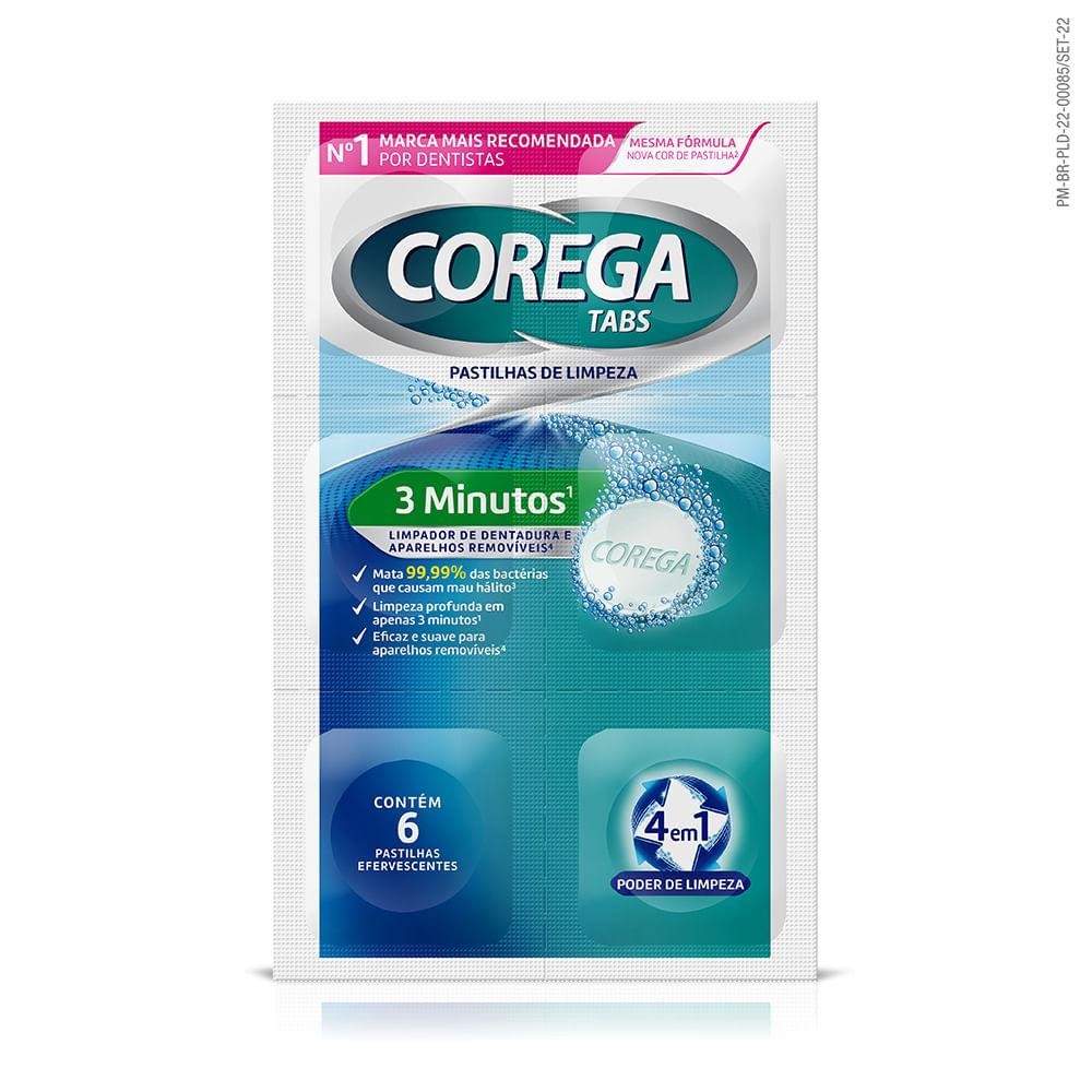 Limpador de Dentadura e Aparelhos Removíveis Corega Tabs com 6 Pastilhas Efervescentes em Oferta na Shopee
