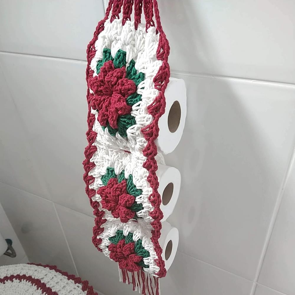 Porta-Papel De Crochê Flor Criativa em Oferta na Shopee
