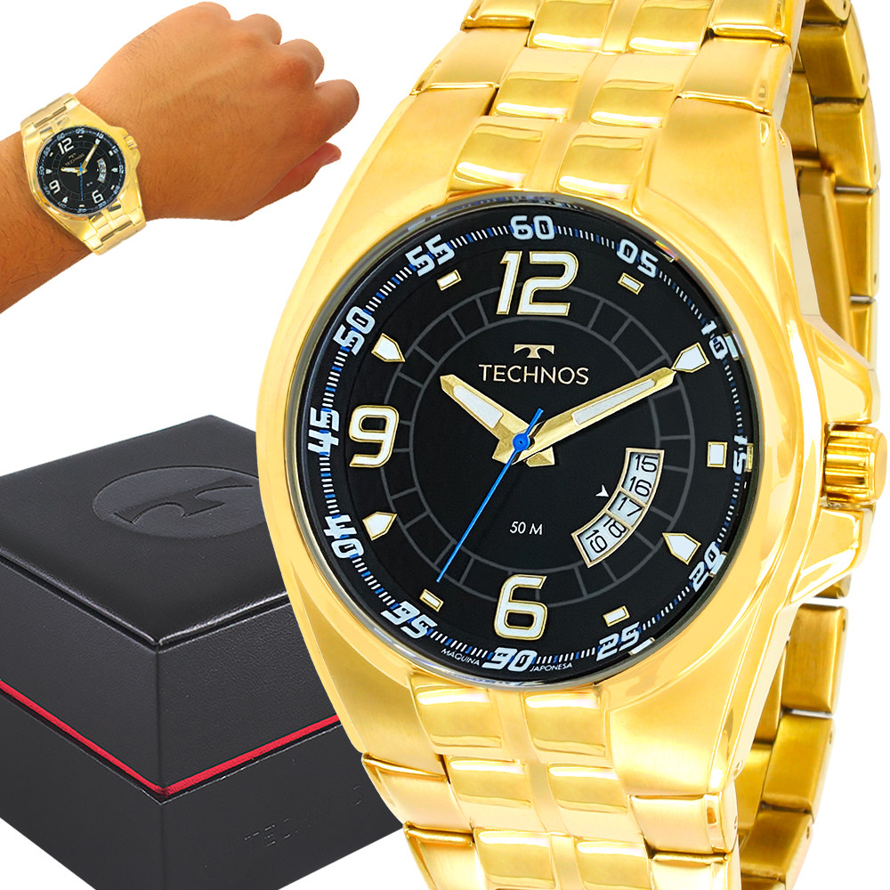 Relógio Technos Masculino Dourado Original Garantia De 1 Ano