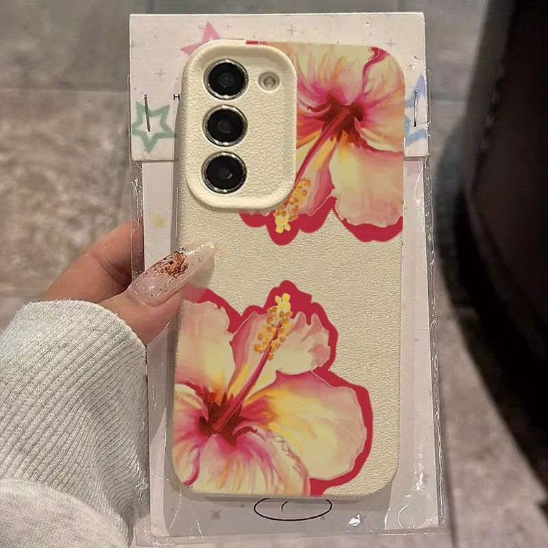 Rosa Hibisco Lichia Caso De Telefone Para Samsung S24 S25 Ultra S23 FE S23 S22 S21 Plus A55 A34 A15 A35 A52 A54 A16 Capa em Oferta na Shopee