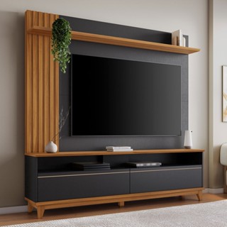 Estante para TV até 65 Polegadas 2 Portas Ripado Hill - Pnr Móveis em Oferta na Shopee