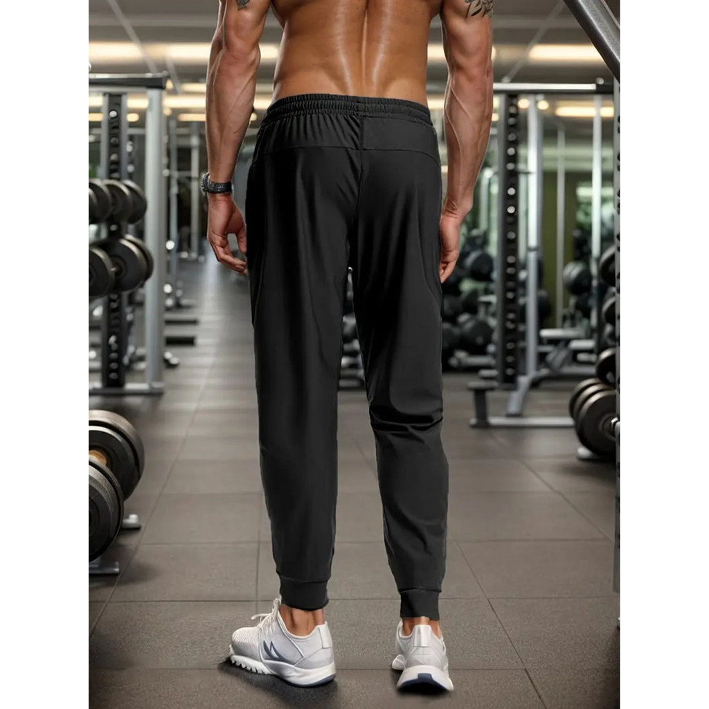 Calça Masculina Poliamida Com Elastano Bolsos Para Academia Esportiva Fitness Slim Fit Jogger Dry Fit Praticar Esportes — imagem 2 de 2