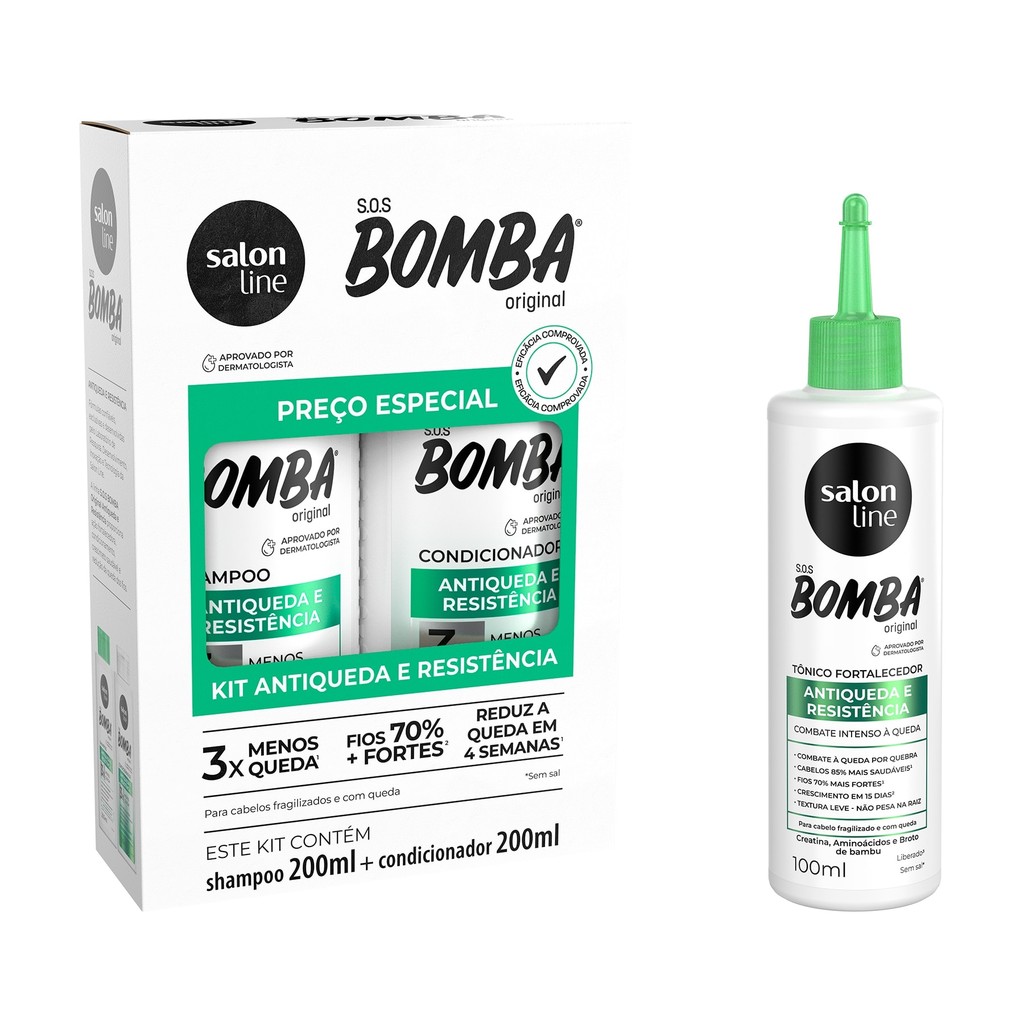 Kit SOS Bomba Antiqueda 200ml + Tônico Fortalecedor Salon Line