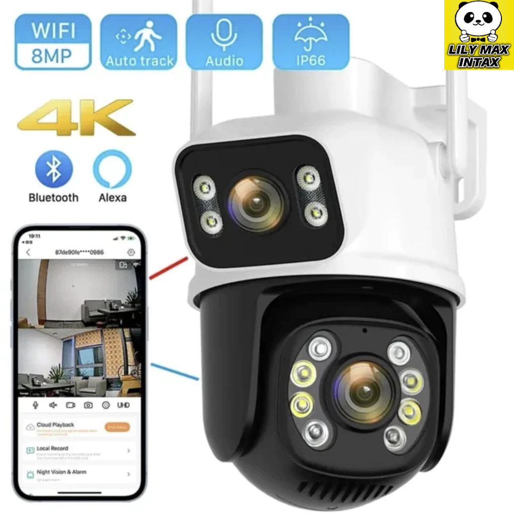 Camera Externa IP a Prova D'água Wifi Dupla 2 Em 1 Visao Noturna Com Infravermelho para Vigilância em Oferta na Shopee