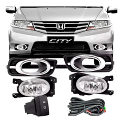 Kit Farol Milha Neblina City 2012 2013 2014 Com Aro Cromado