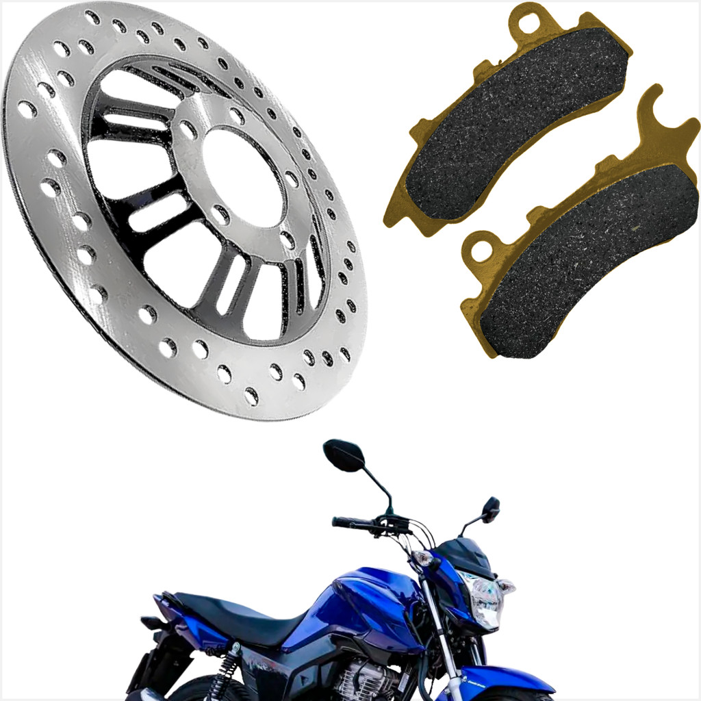 Kit Disco de Freio + Pastilha de Freio Honda Cg Titan Fan 160 2018 a 2024 Combi Brake