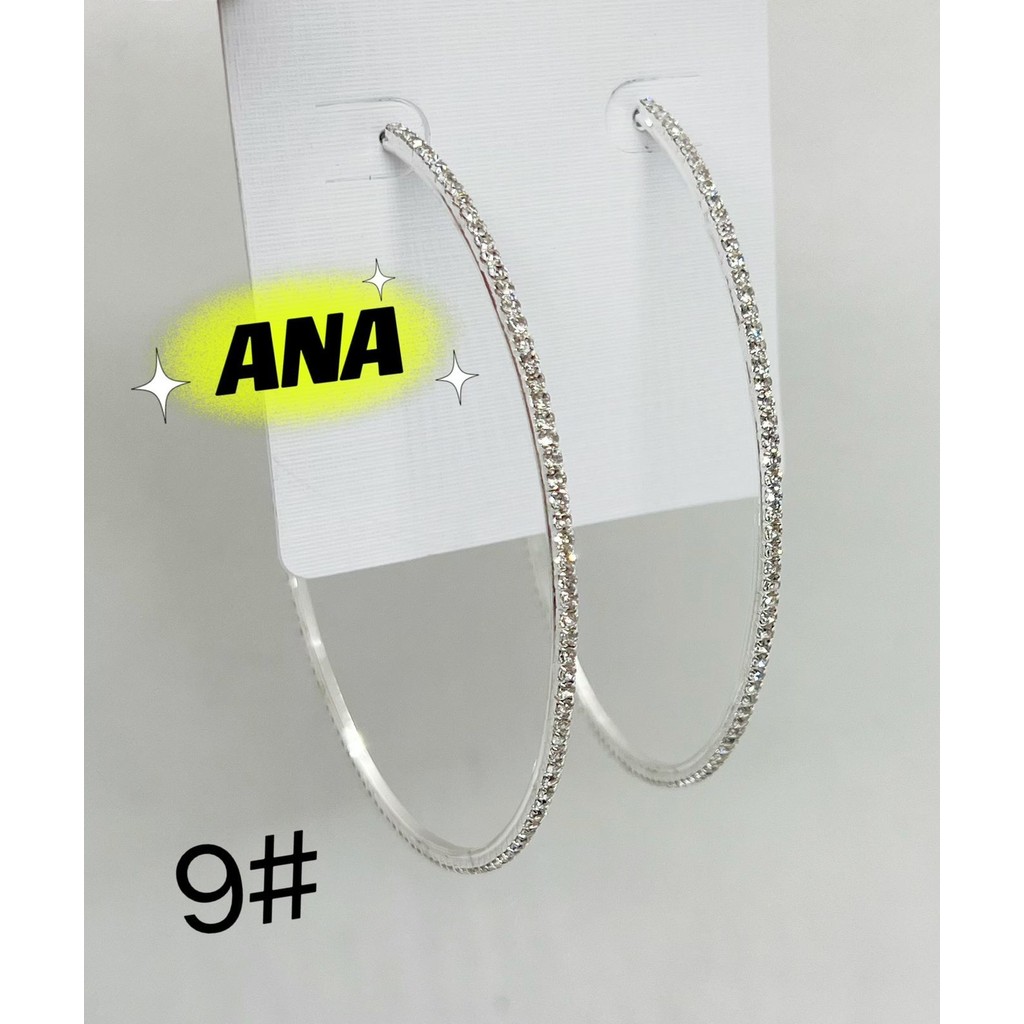 ANA1108 Brinco de Argola Grande Com Strass/Cores Dourada e Prata/Tamanhos 4# a 9# — imagem 2 de 2