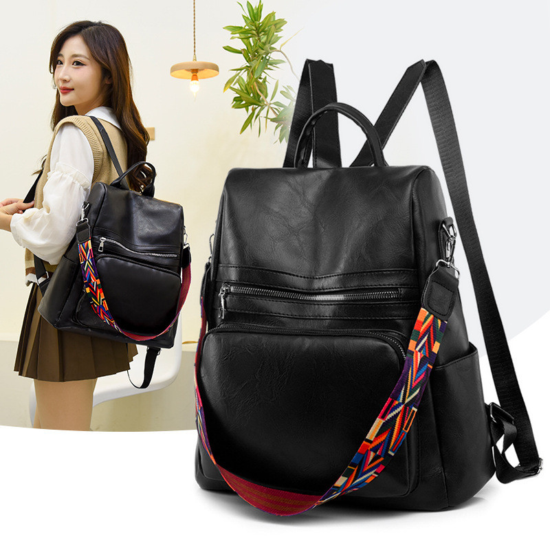 🔥Mochila feminina de grande capacidade, mochila de viagem impermeável de couro PU，Mochila...