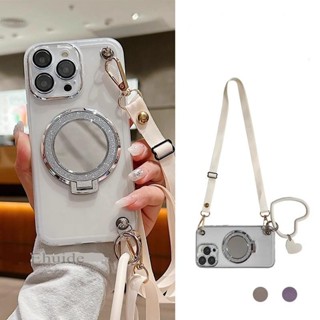 iPhone 17 16 15 14 13 Pro Max 16E Espelho Suporte Alça De Seda Caso Transparente Crossbody Pescoço Cordão Capa Mole em Oferta na Shopee