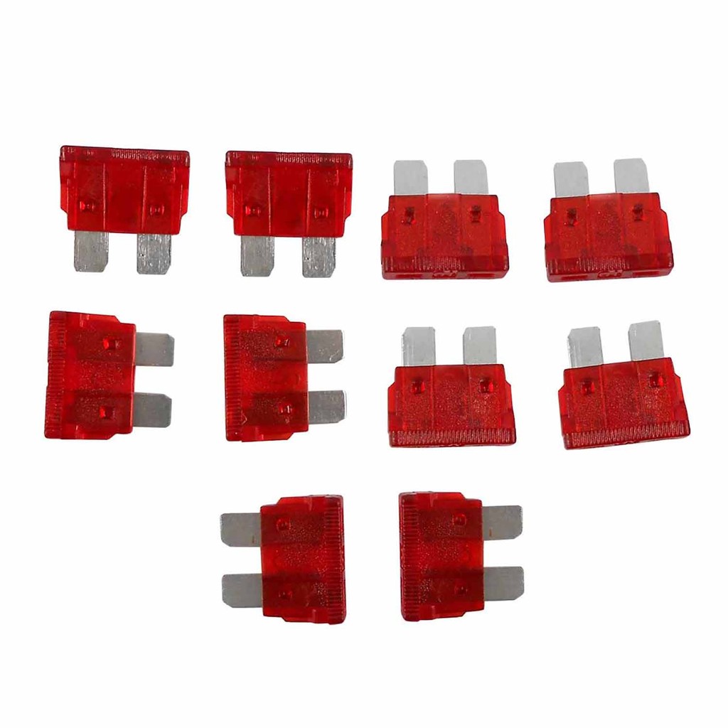 Kit com 10 Fusíveis Lamina Vermelho 10A - Cód.6749