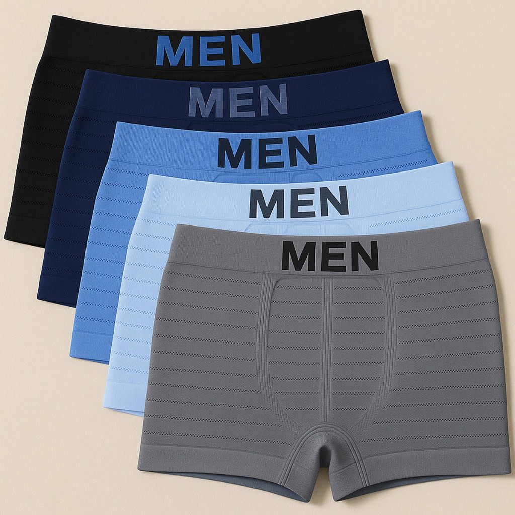 Kit 5 Cueca Boxer Masculina Microfibra Listrada Sem Costura