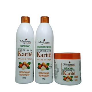 Kit Capilar Hidratação e Reparação Manteiga de Karité Maycrene 3x500ml Brilho e Força em Oferta na Shopee