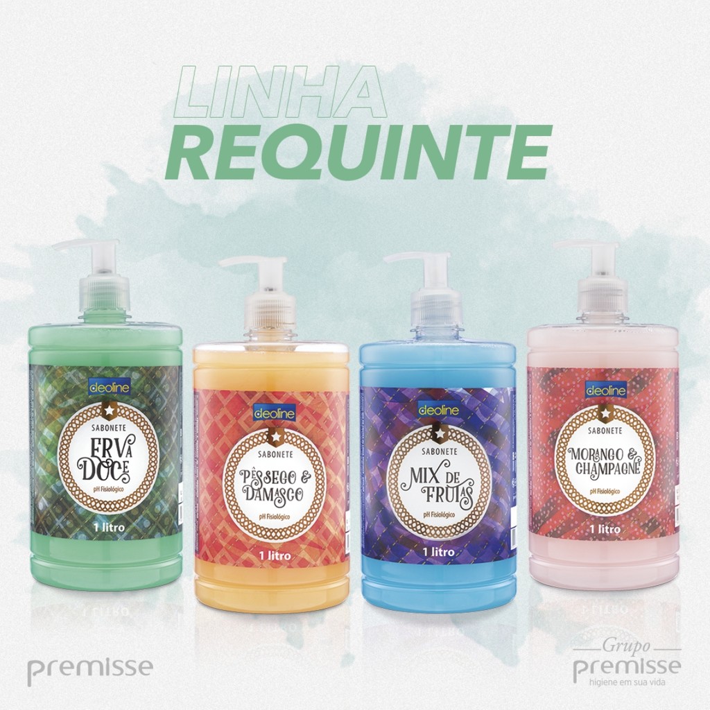 Sabonete Líquido Premisse 1 Litro Erva Doce Mix De Frutas Pêssego Damasco Morango Champanhe Válvula