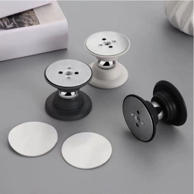 Prendedor Batetor Trava Fixador Porta Imã Magnético Adesivo Inox Cinza