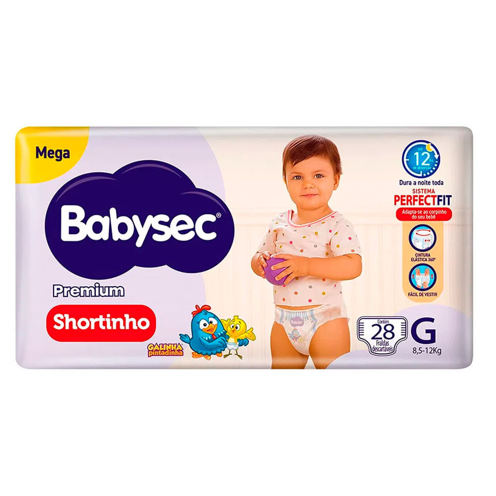 Fralda Descartável Babysec Galinha Pintadinha Shortinho Mega G Com 28 Unidades - Mom & Baby