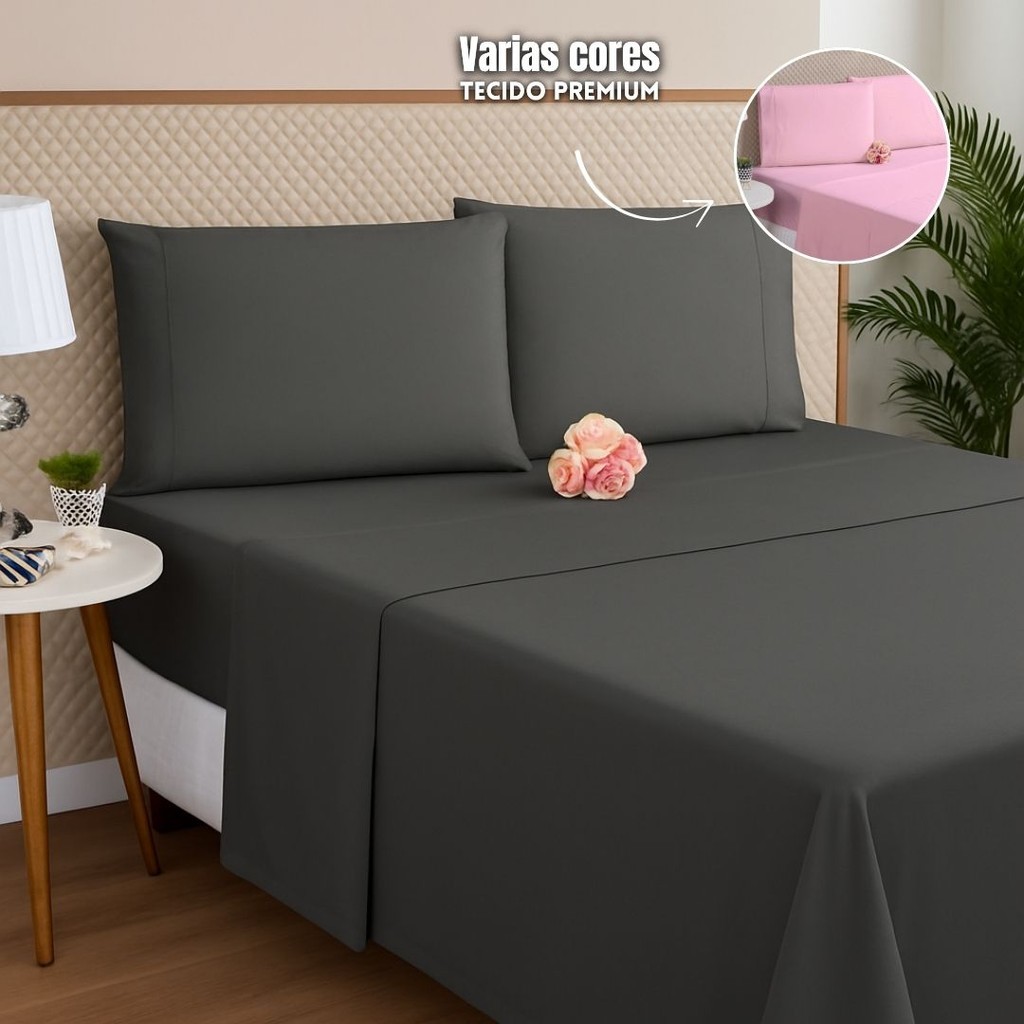 Jogo de Lençol 4 Peças Percal 180 Fios Solteiro Casal Queen King Elástico Fronhas Ponto Palito Toque Suave Cama