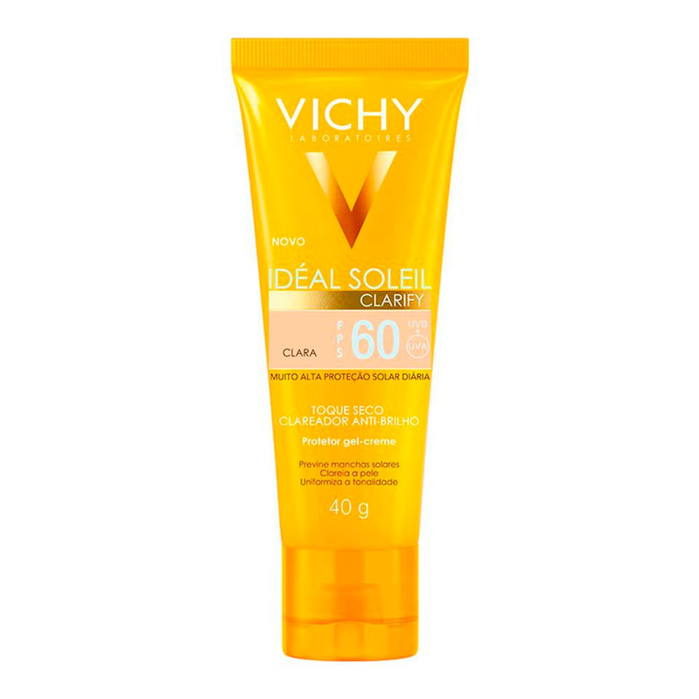 Protetor Solar Idéal Soleil Clarify Clara FPS 60 Gel Creme Com Cor 40g - Beauty