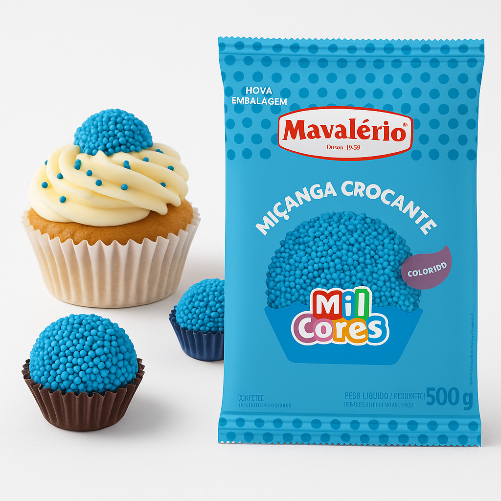 Confeito Miçanga Azul Mil Cores 500g - Mavalério em Oferta na Shopee